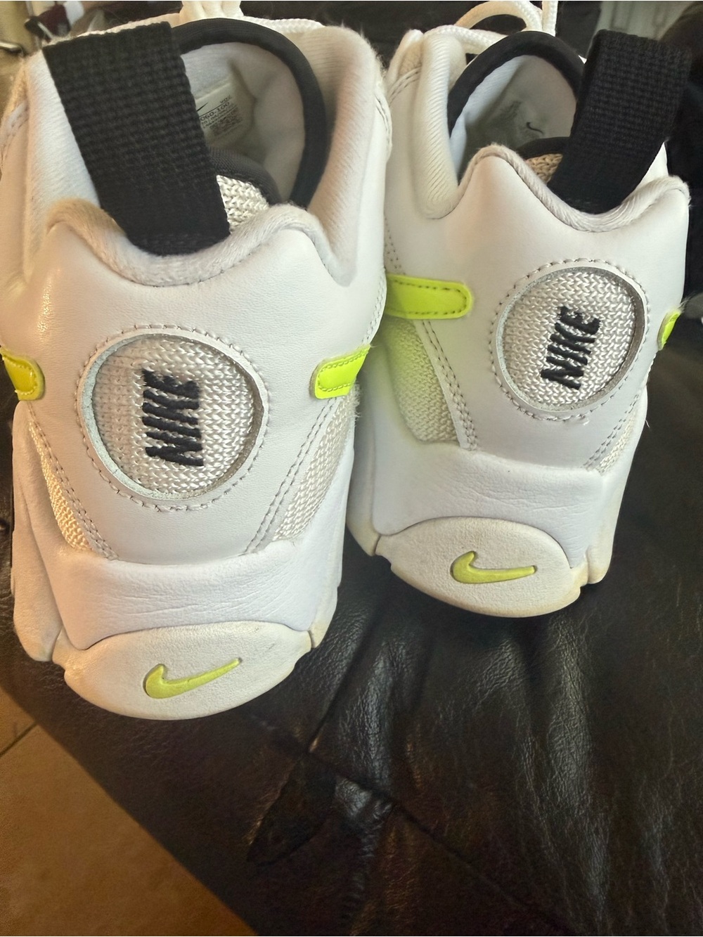 Nike White Sneakers with Neon Green Insole and Black Trim - Picture 10 of 15